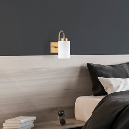 Opviq Lámpara de pared Blanco y Oro